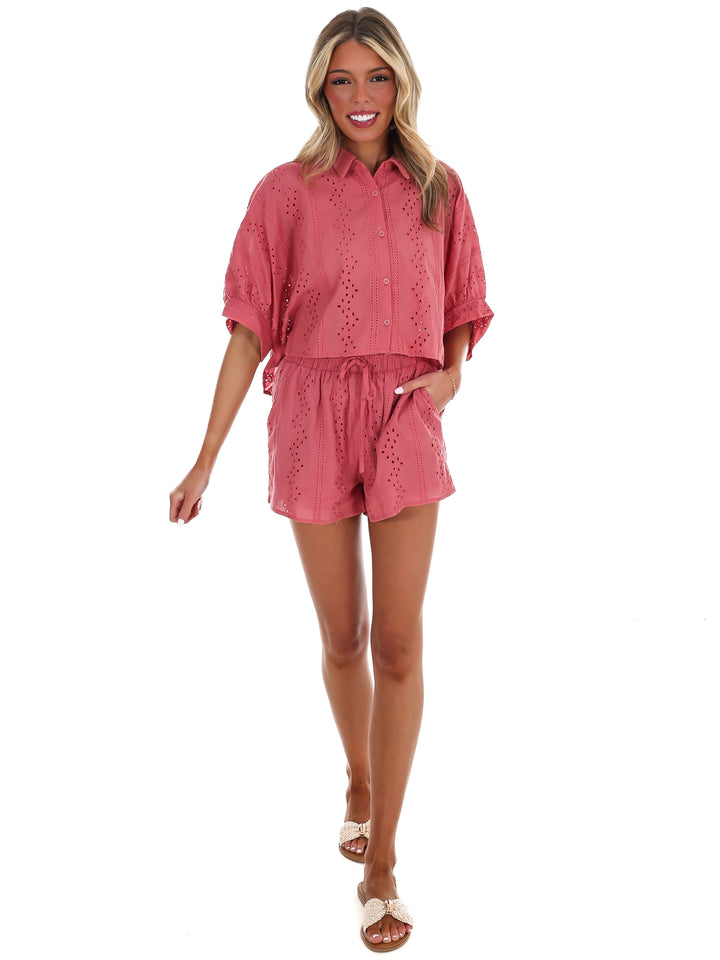 Thinking Out Loud Eyelet Two Piece Set