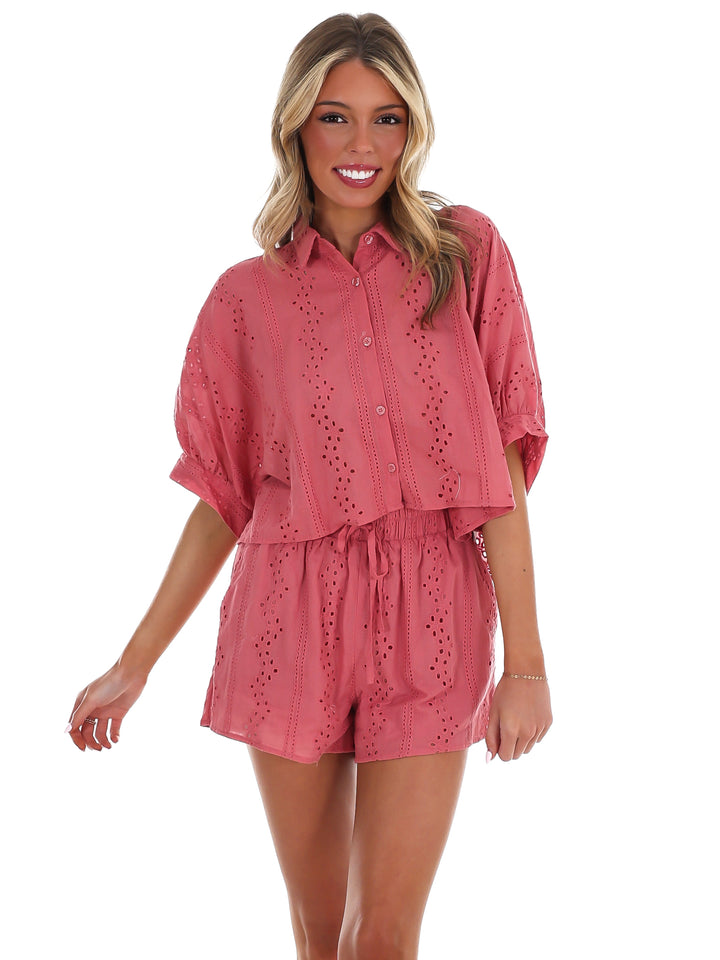 Thinking Out Loud Eyelet Two Piece Set