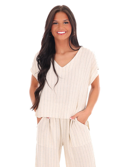 Life Well Lived Striped Linen Top