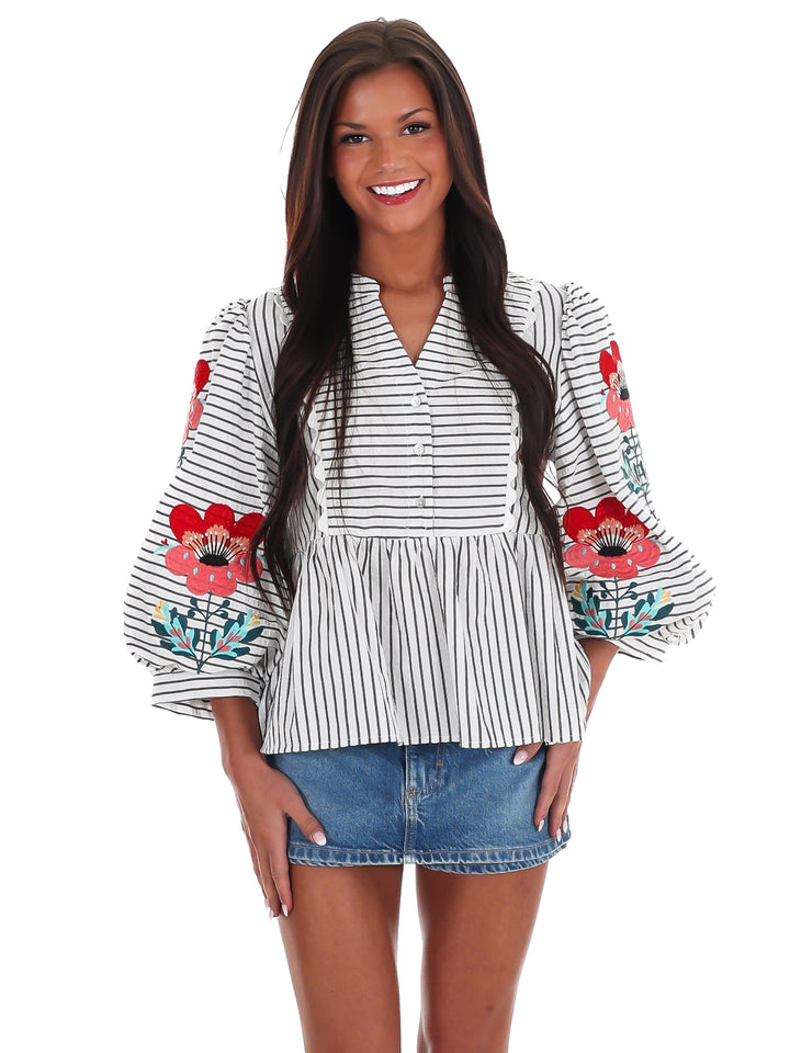 Garden Sketch Peplum Top