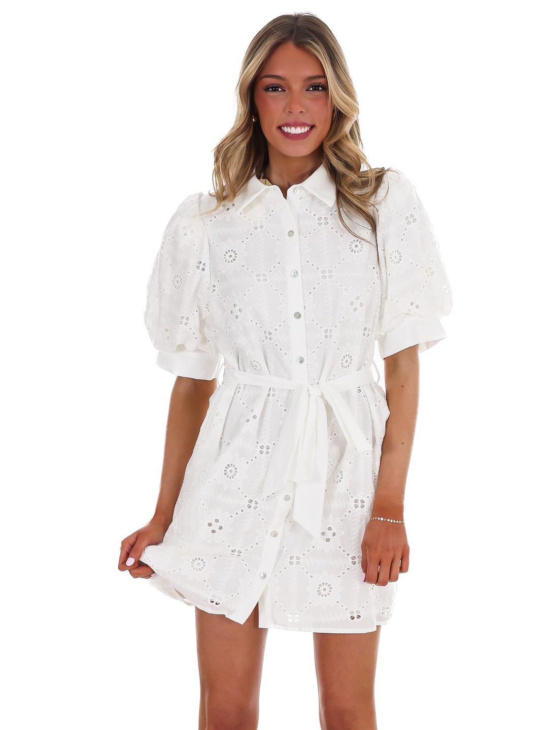 Part of Me Eyelet Mini Dress