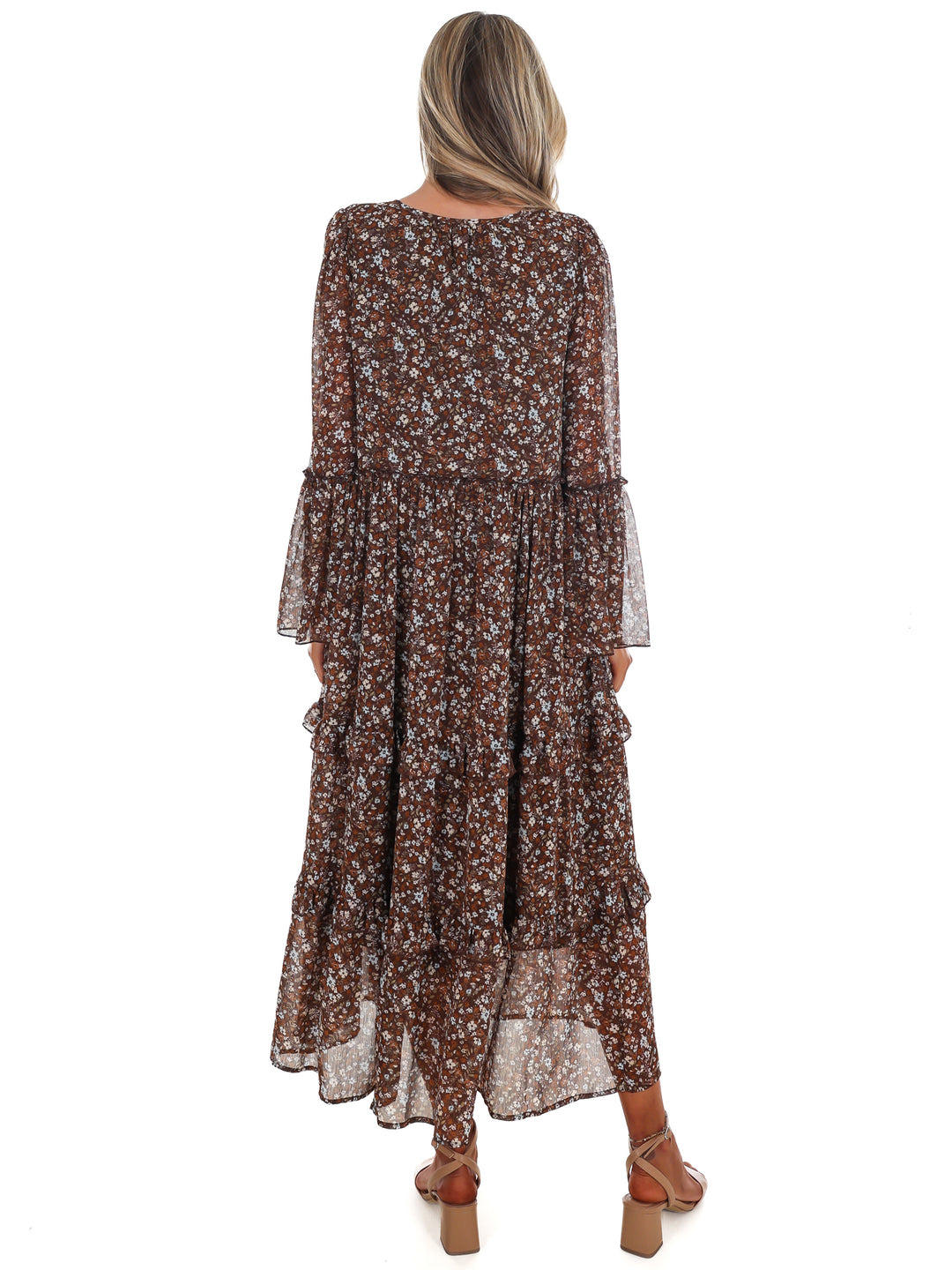 Vintage Garden V-Neck Floral Midi Dress