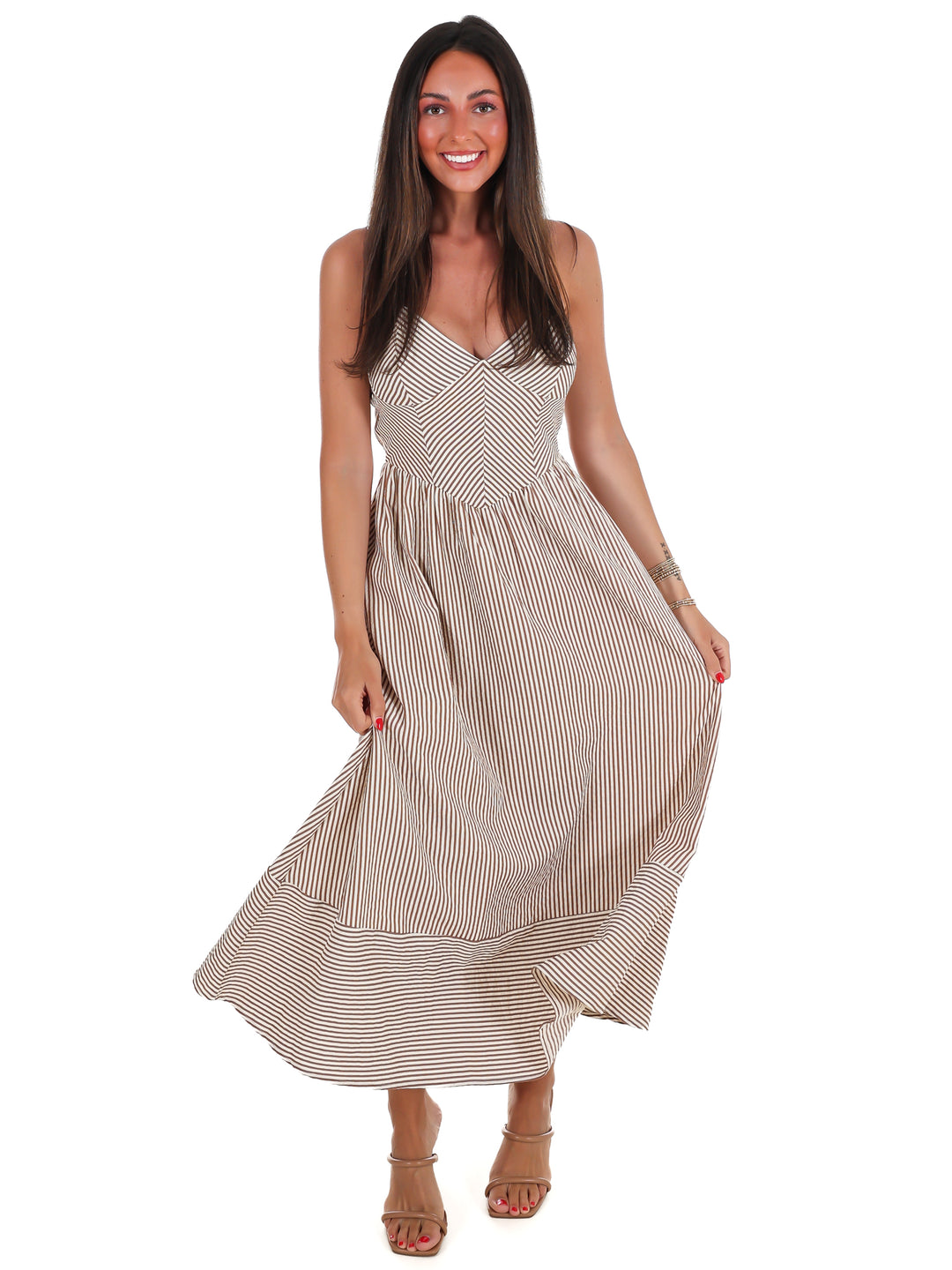 Between Seasons Stripe Midi Dress