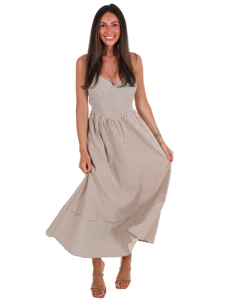 Between Seasons Stripe Midi Dress