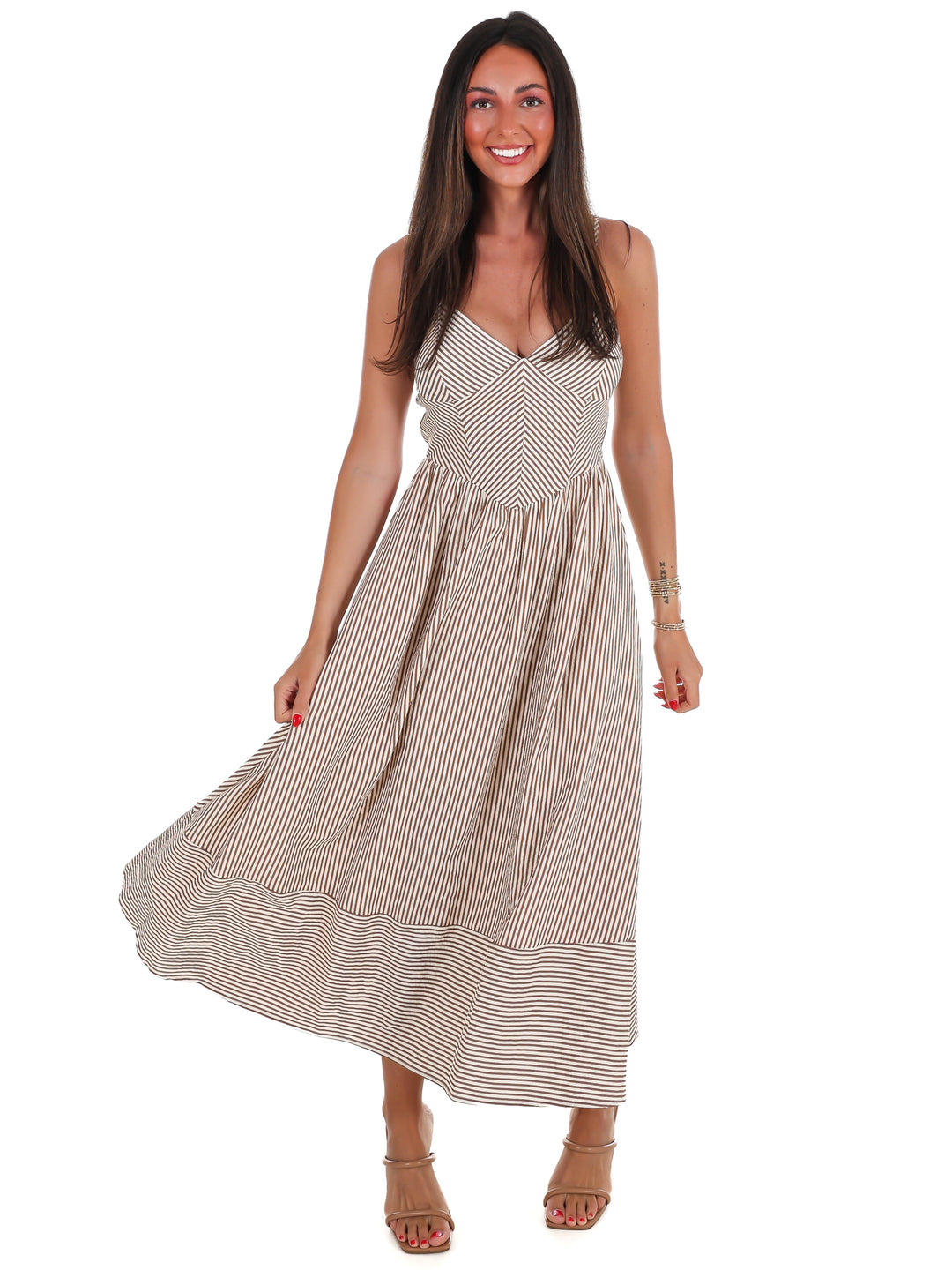 Between Seasons Stripe Midi Dress