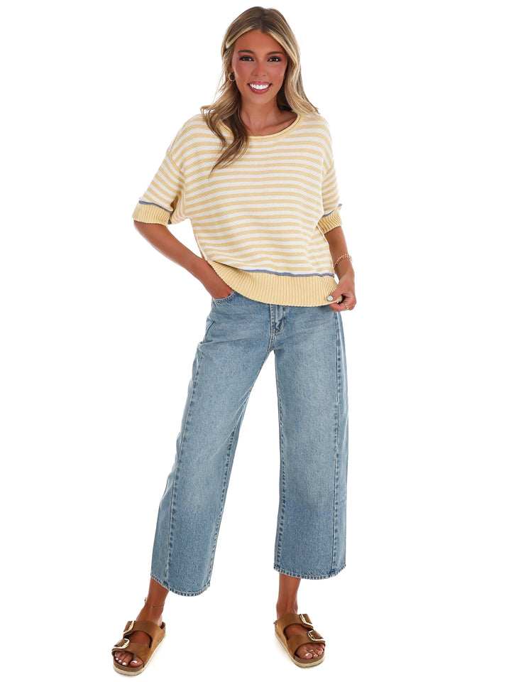 Coastal Latte Stripe Top
