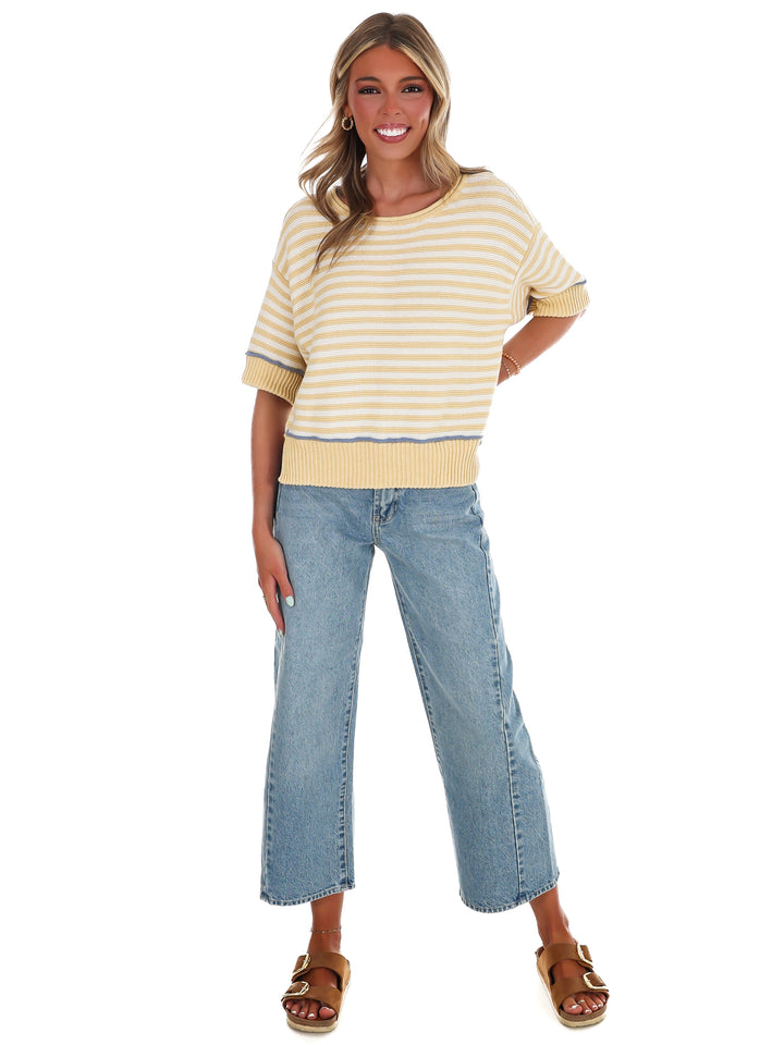 Coastal Latte Stripe Top