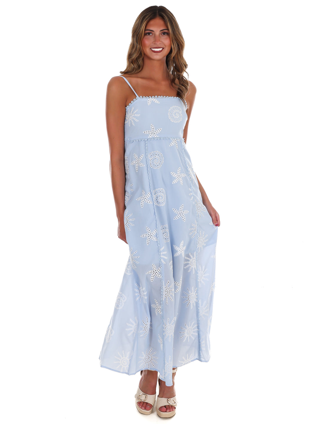 Ocean Drift Embroidery Maxi Dress