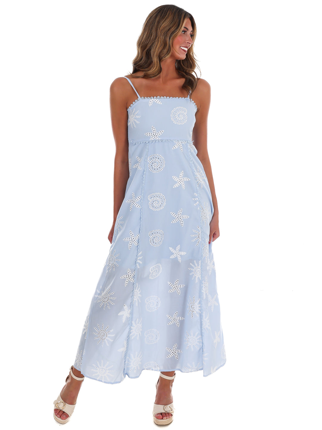 Ocean Drift Embroidery Maxi Dress