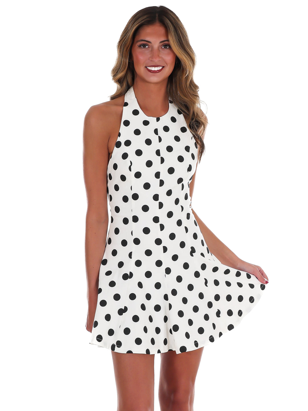 Classic Contrast Polka Dot Mini Dress