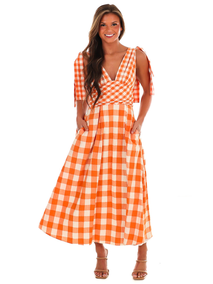 Rivalry Ready Gingham Maxi Dress