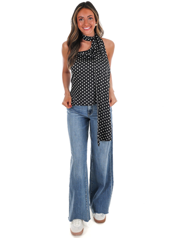 New Angle Polka Dot One Shoulder Top