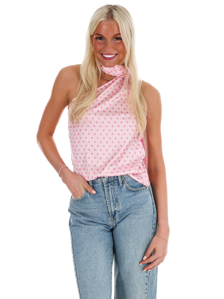 New Angle Polka Dot One Shoulder Top