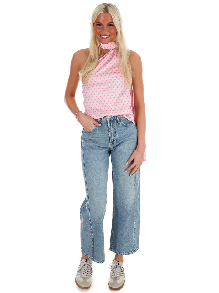 New Angle Polka Dot One Shoulder Top