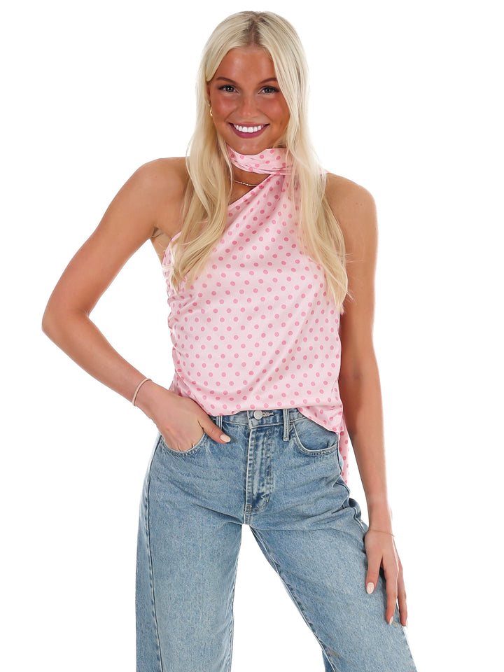 New Angle Polka Dot One Shoulder Top