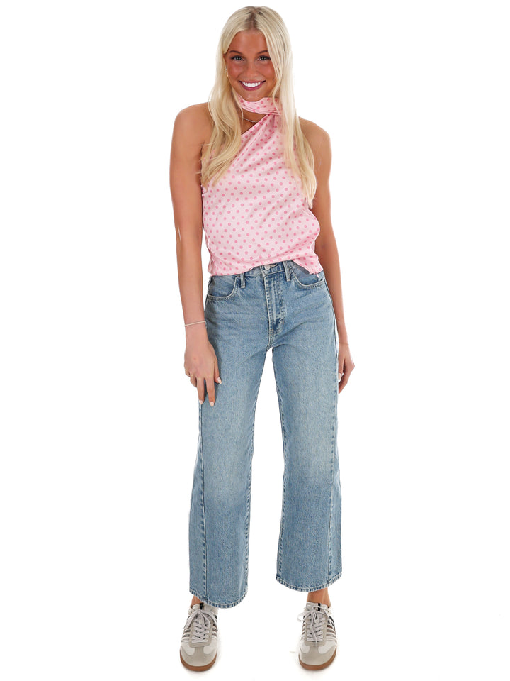 New Angle Polka Dot One Shoulder Top