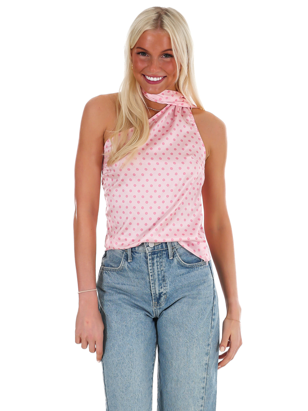 New Angle Polka Dot One Shoulder Top