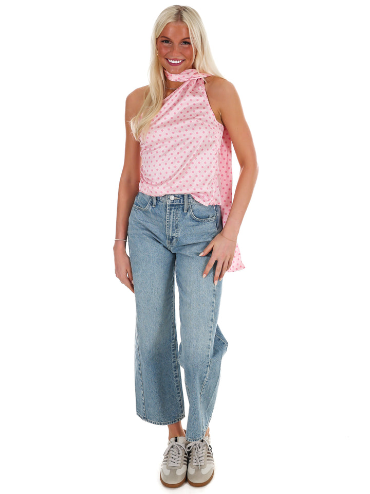 New Angle Polka Dot One Shoulder Top
