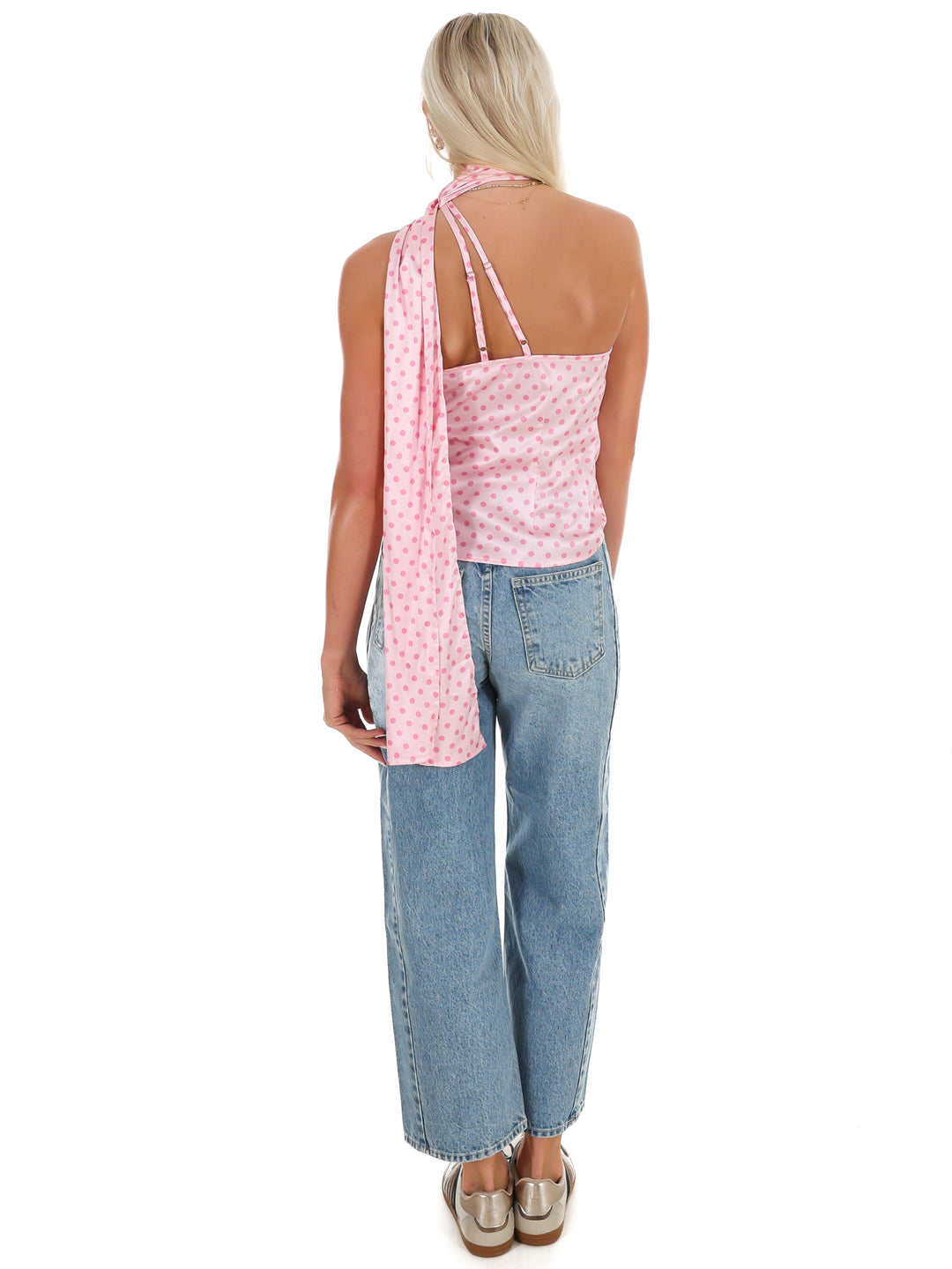 New Angle Polka Dot One Shoulder Top