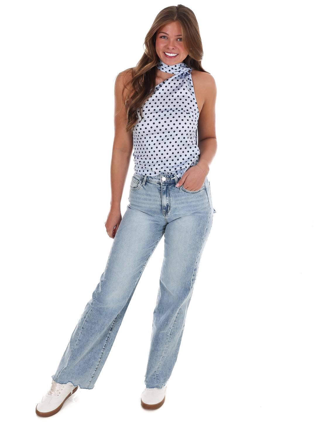 New Angle Polka Dot One Shoulder Top