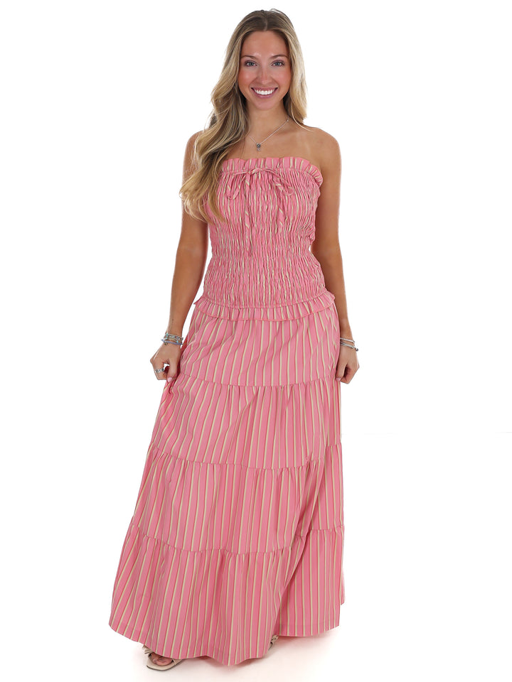 Sunthread Striped Smocked Maxi Dress