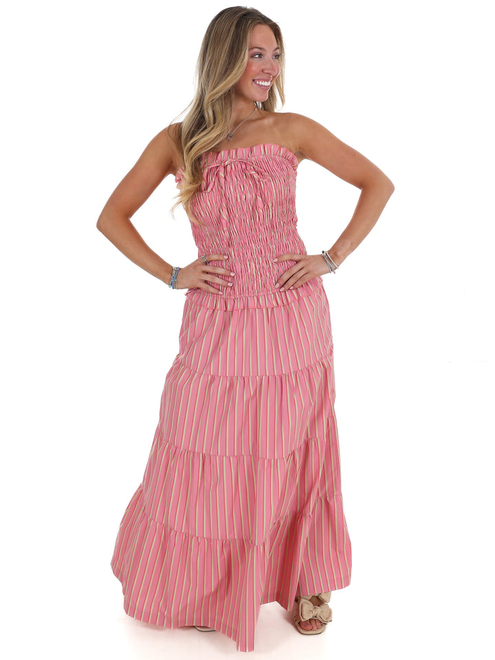 Sunthread Striped Smocked Maxi Dress