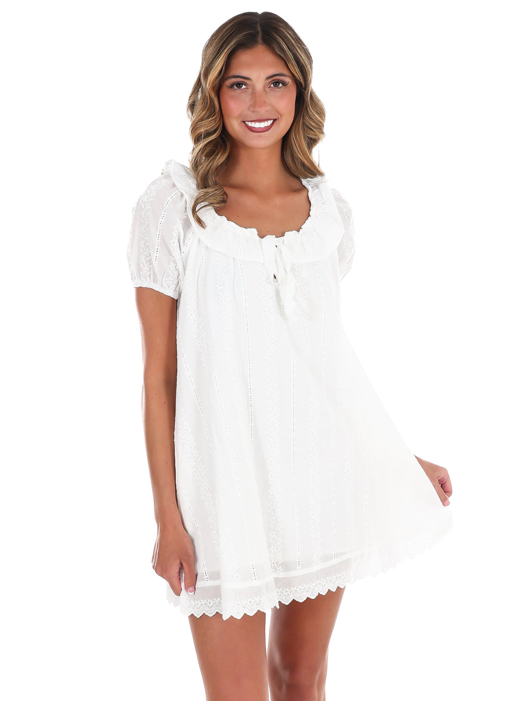 Learning to Fly Eyelet Mini Dress