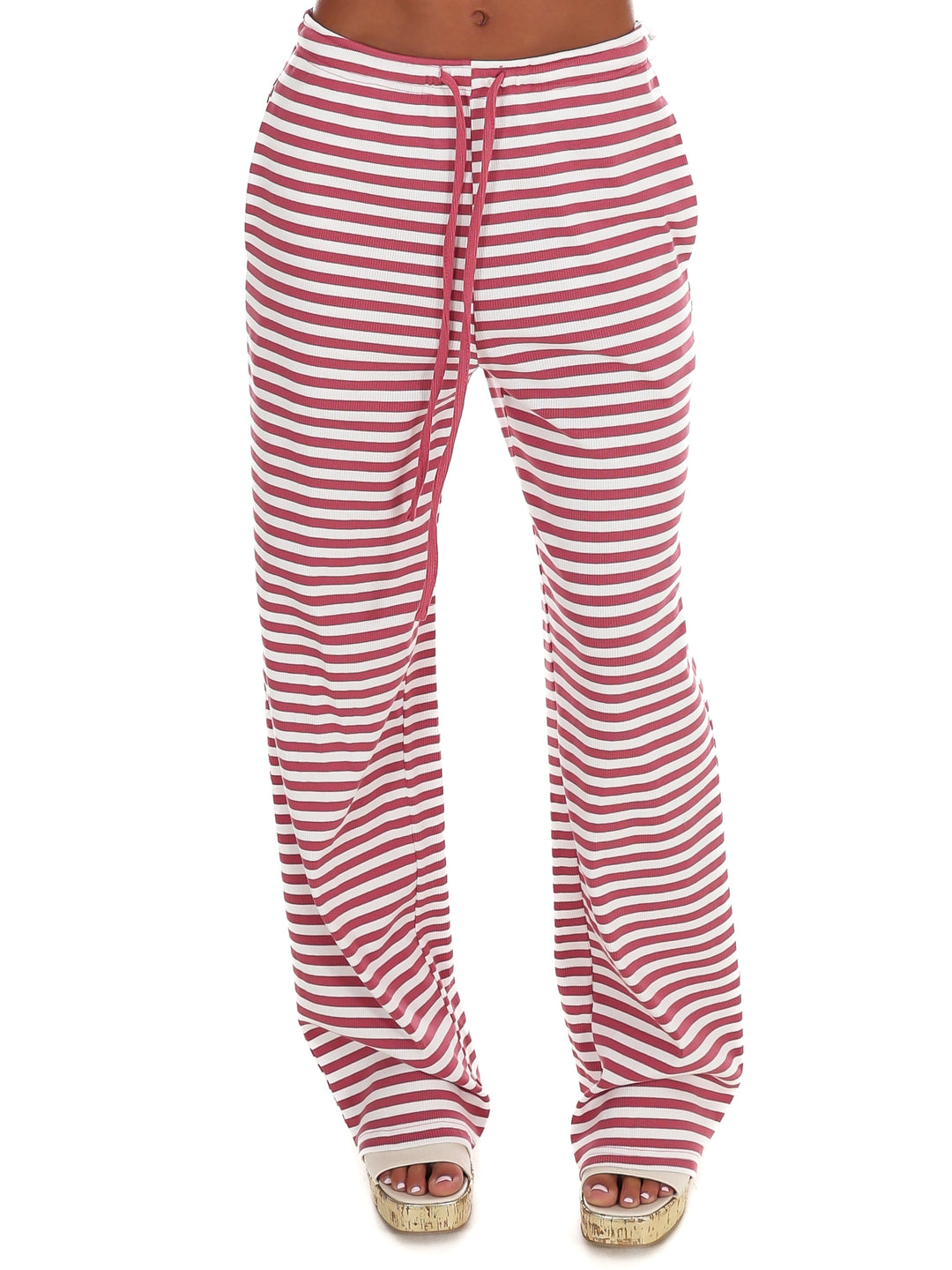 Sweet Intentions Striped Ribbed Drawstring Lounge Pants