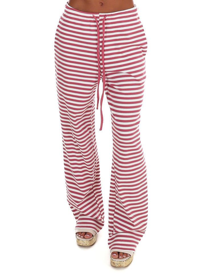 Sweet Intentions Striped Ribbed Drawstring Lounge Pants