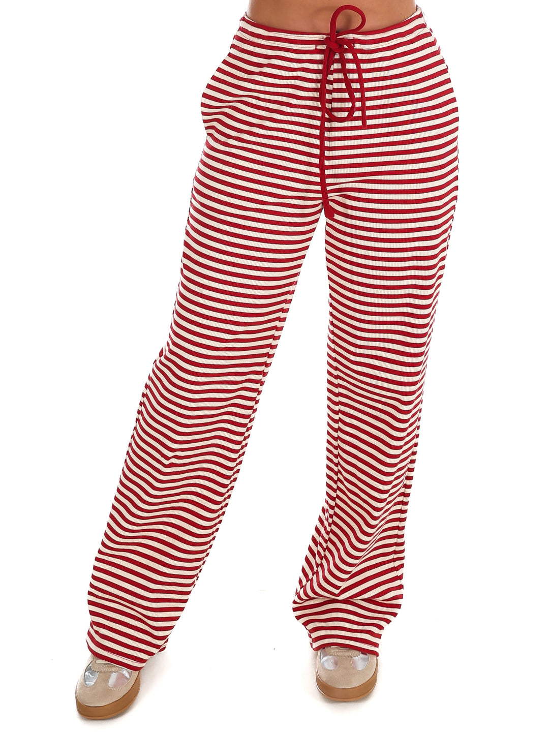 Sweet Intentions Striped Ribbed Drawstring Lounge Pants
