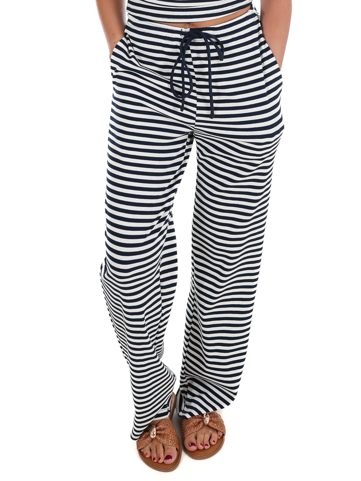 Sweet Intentions Striped Ribbed Drawstring Lounge Pants
