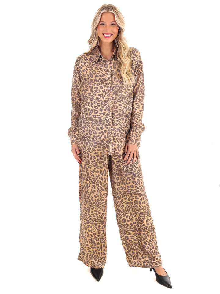 Fierce Shine Metallic Leopard Pants