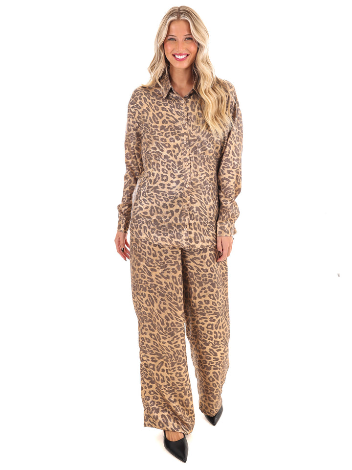 Fierce Shine Metallic Leopard Pants