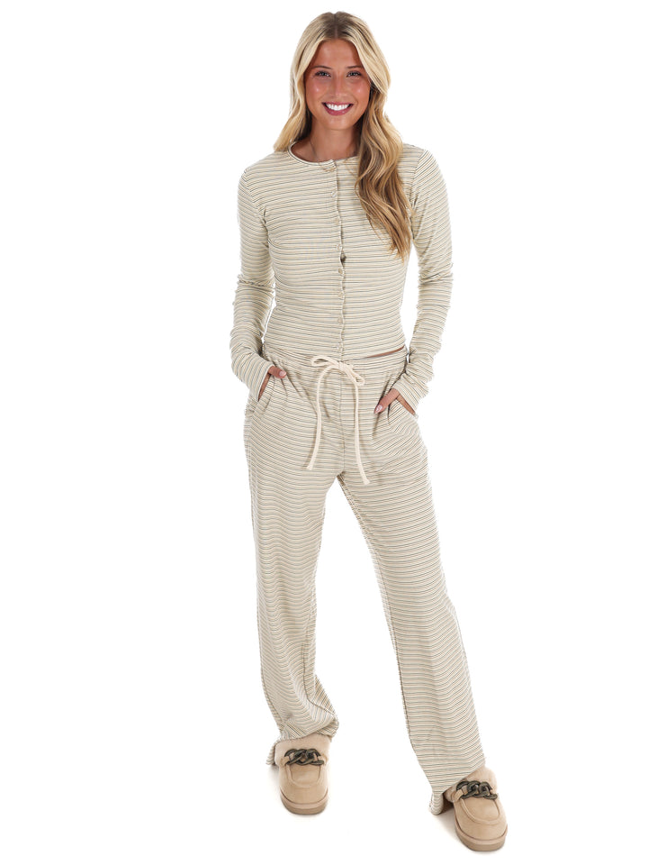 Sweet and Certain Stripe Button Up Top