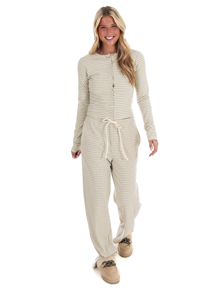 Sweet and Certain Stripe Button Up Top