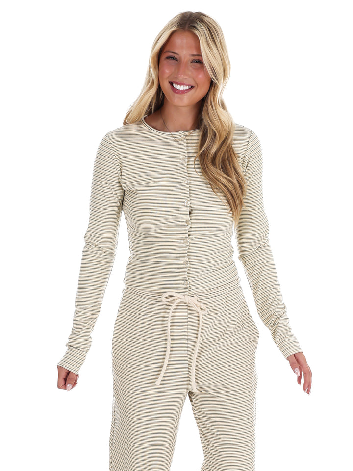 Sweet and Certain Stripe Button Up Top