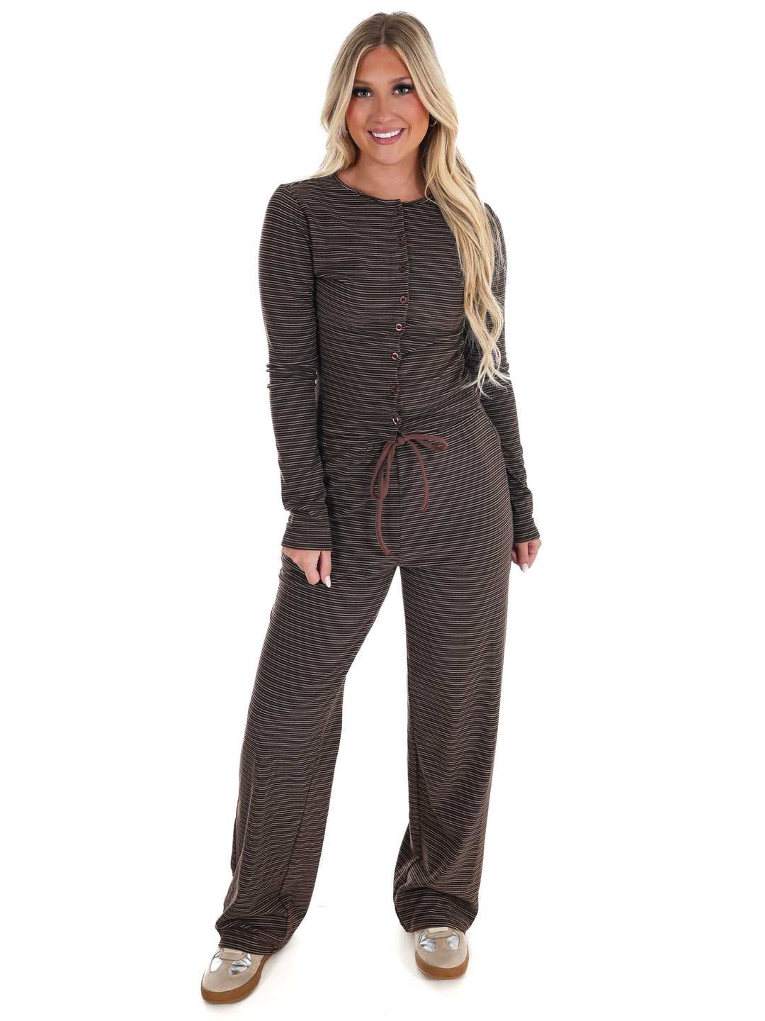 Sweet and Certain Stripe Button Up Top