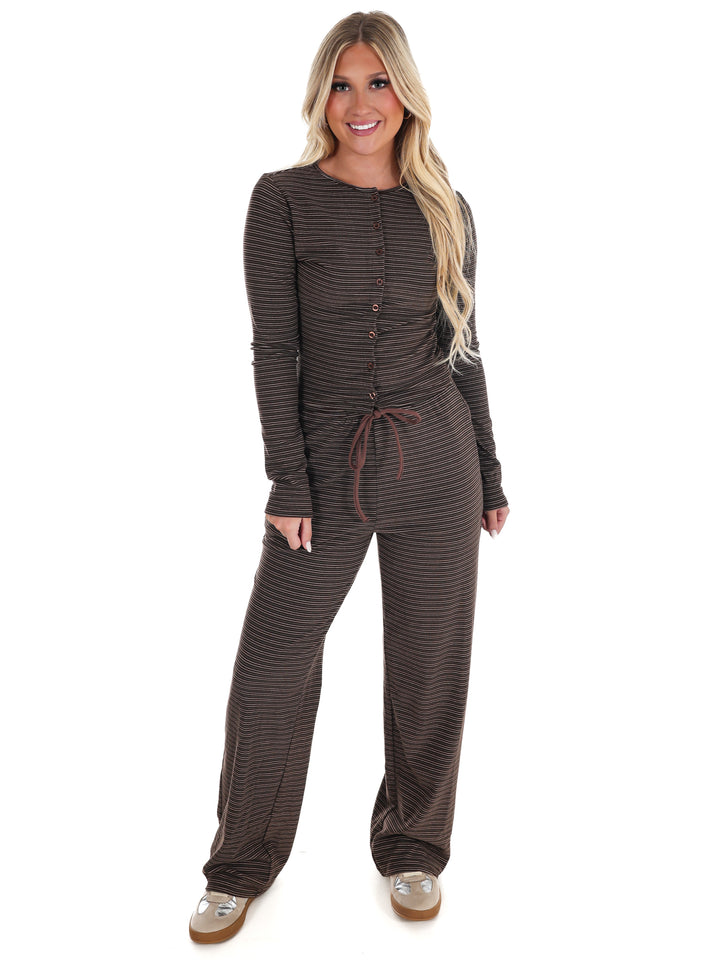 Sweet and Certain Stripe Button Up Top