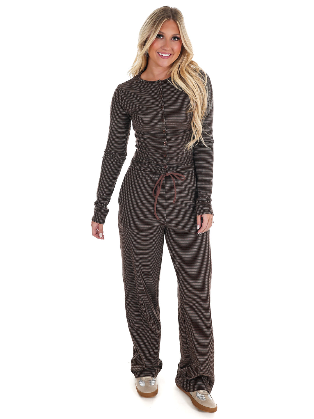 Sweet and Certain Stripe Button Up Top