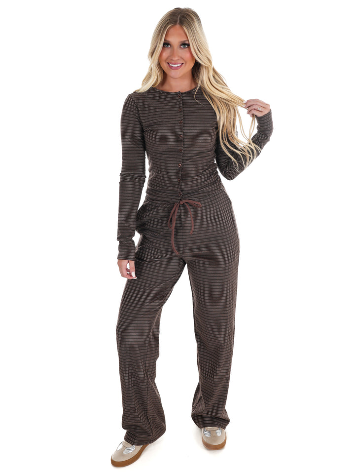 Sweet and Certain Stripe Button Up Top