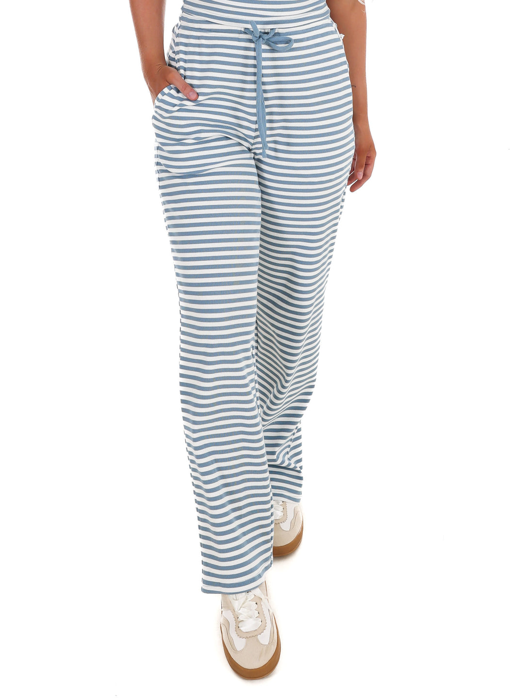 Sweet Intentions Striped Ribbed Drawstring Lounge Pants
