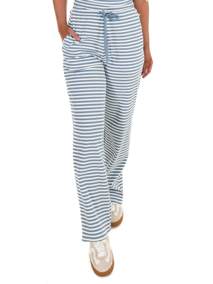 Sweet Intentions Striped Ribbed Drawstring Lounge Pants