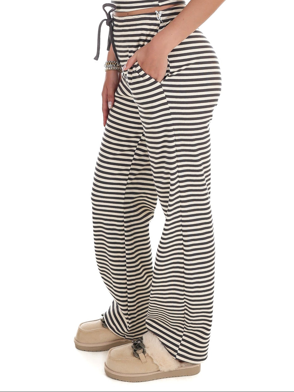 Sweet Intentions Striped Ribbed Drawstring Lounge Pants