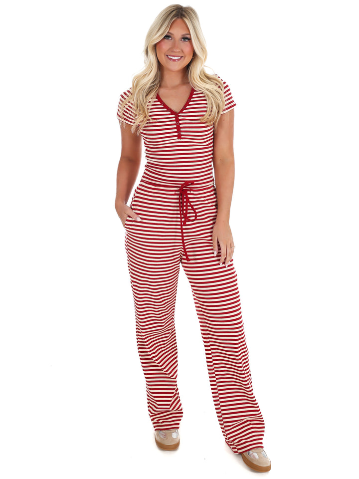 Sweet Intentions Striped Ribbed Drawstring Lounge Pants