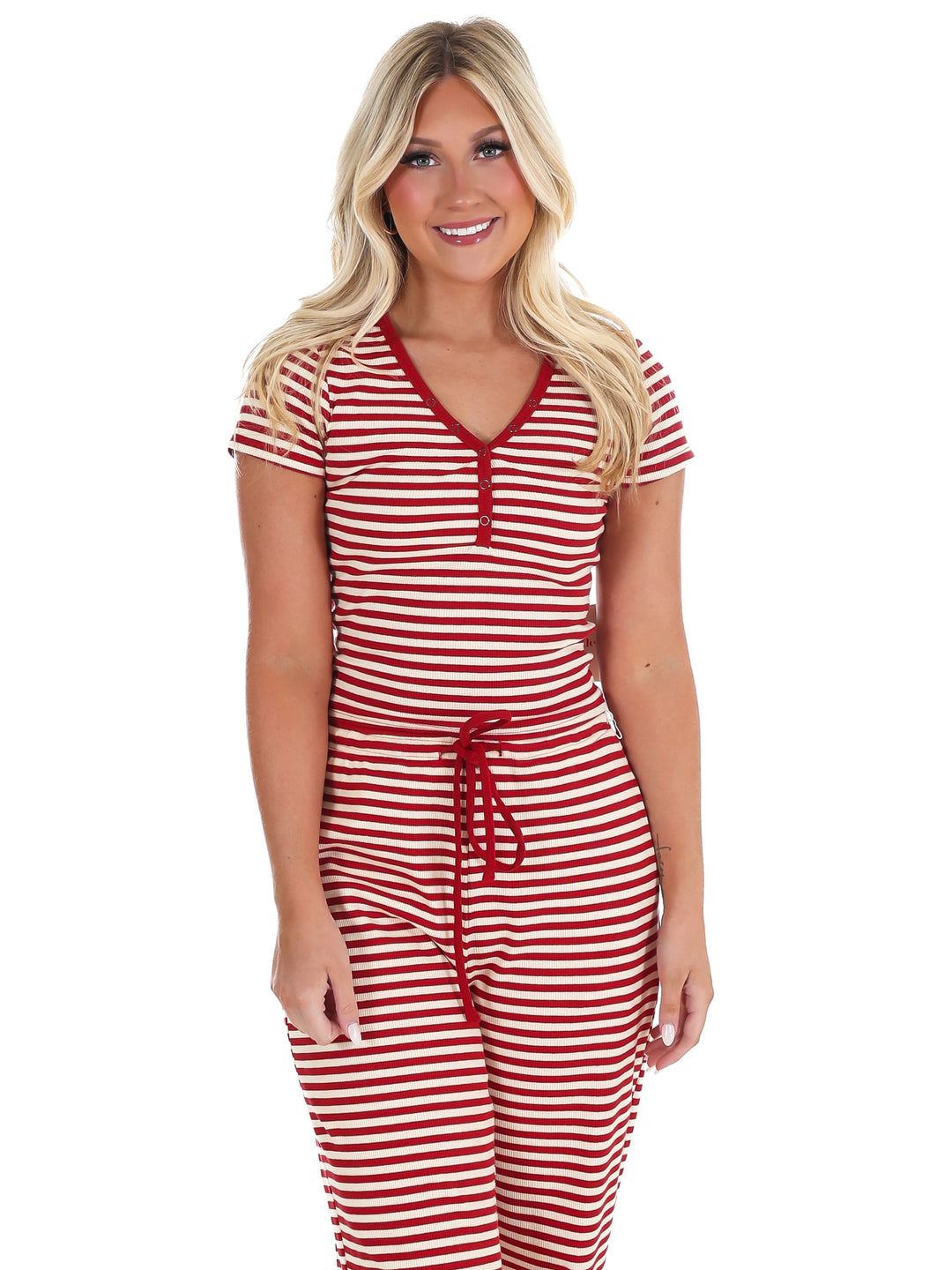 Sweet Intentions Stripe Snap Button Tee