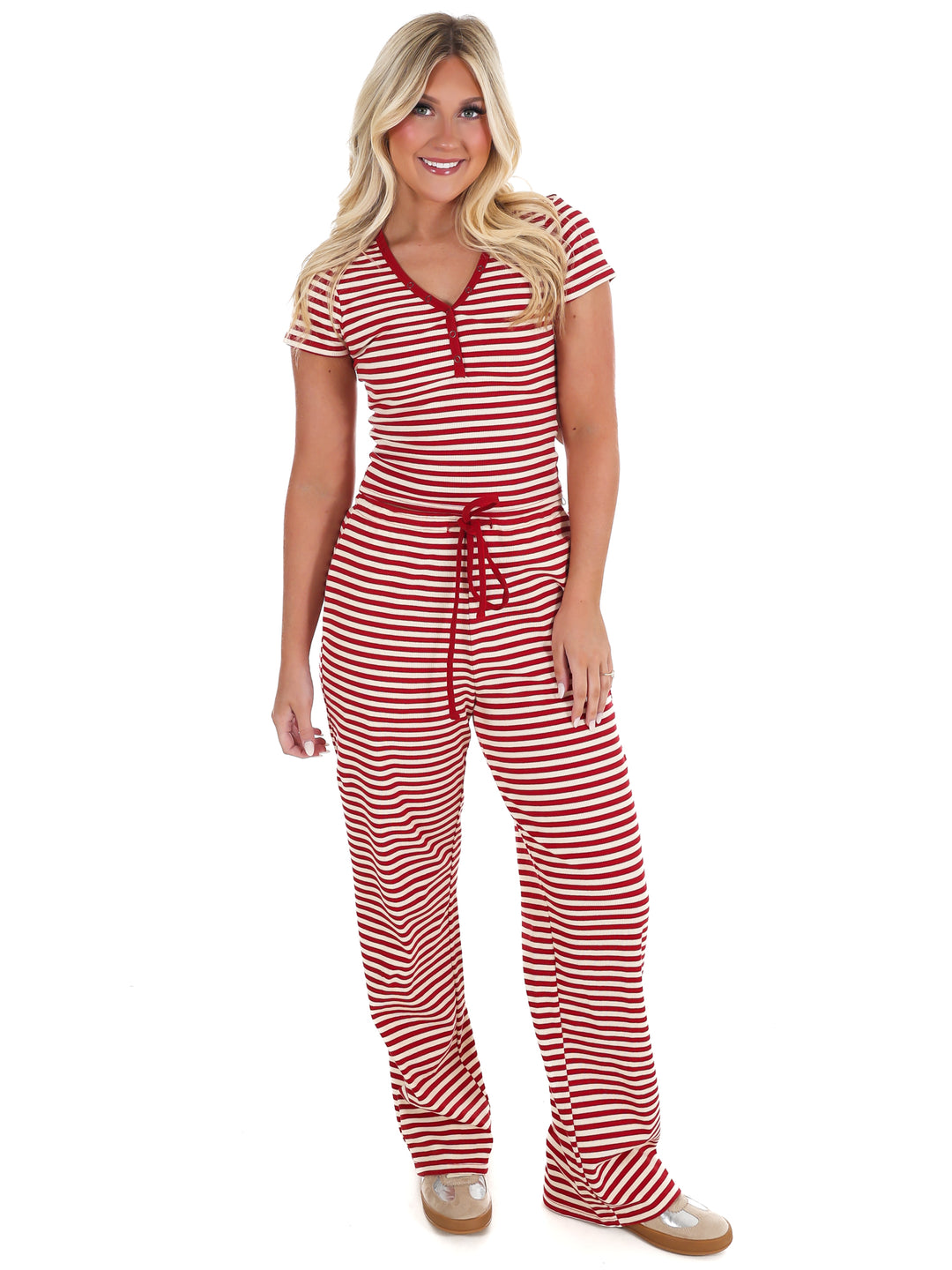 Sweet Intentions Stripe Snap Button Tee