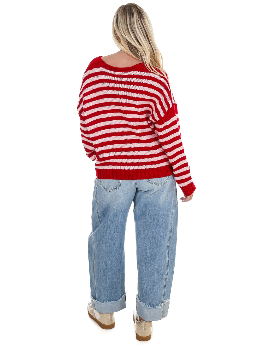 It's Only You V-Neck Stripe Sweater