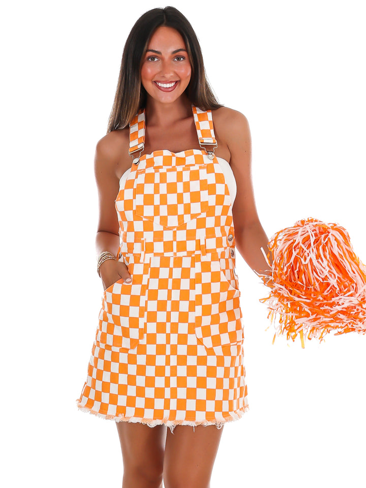 Worth the Hype Check Overall Mini Dress