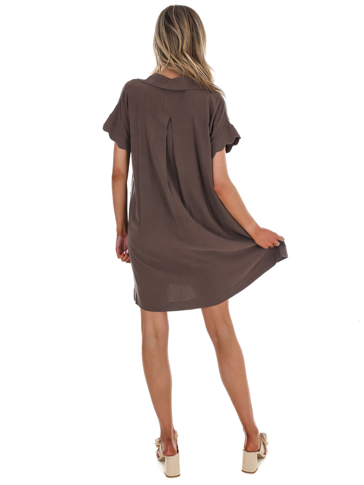 Timeless Touch Linen Scalloped Mini Dress