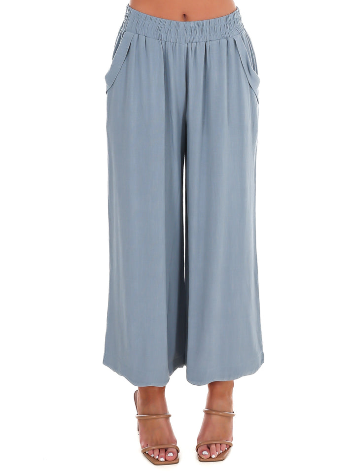 Sweet Detail Linen Scallop Wide Leg Pants
